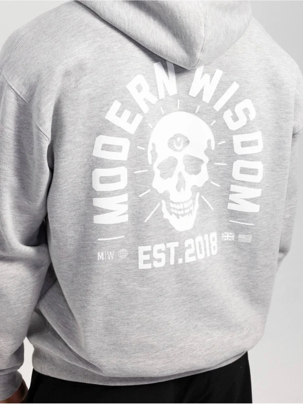 Modern Wisdom MW SKULL GREY HOODIE Size L ~ New No Tags